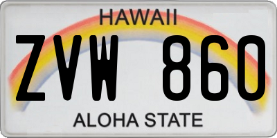 HI license plate ZVW860