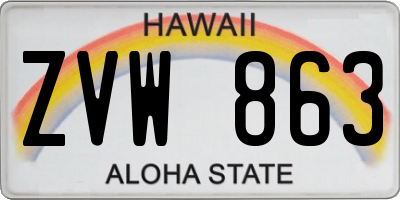 HI license plate ZVW863