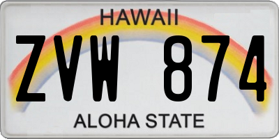 HI license plate ZVW874