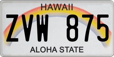 HI license plate ZVW875