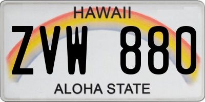 HI license plate ZVW880