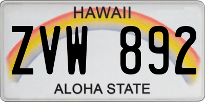 HI license plate ZVW892