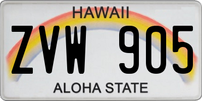 HI license plate ZVW905