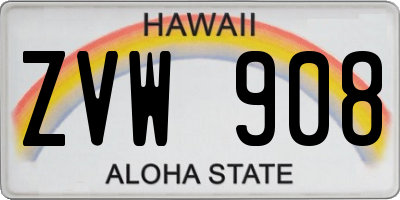HI license plate ZVW908