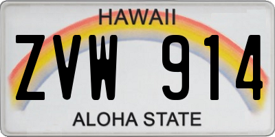 HI license plate ZVW914