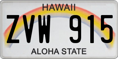 HI license plate ZVW915