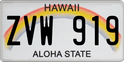 HI license plate ZVW919