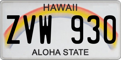 HI license plate ZVW930