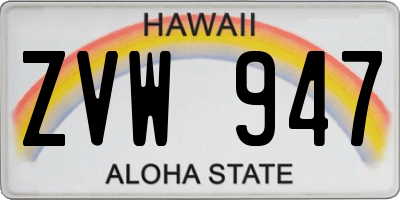 HI license plate ZVW947