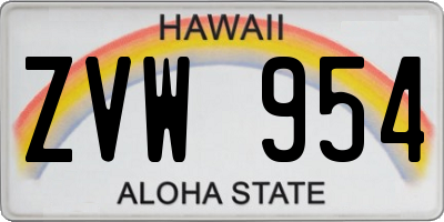 HI license plate ZVW954