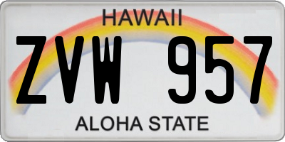 HI license plate ZVW957