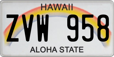 HI license plate ZVW958