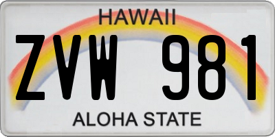 HI license plate ZVW981