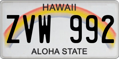 HI license plate ZVW992