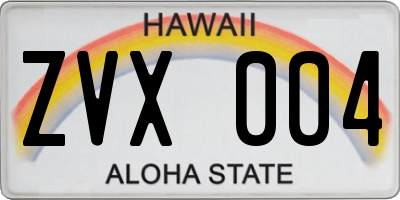 HI license plate ZVX004