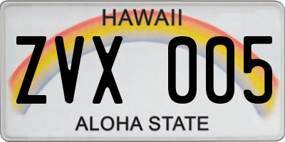 HI license plate ZVX005