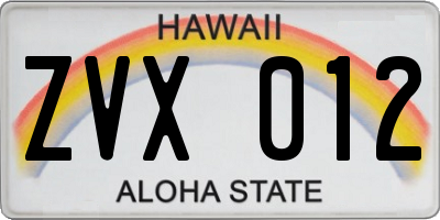 HI license plate ZVX012