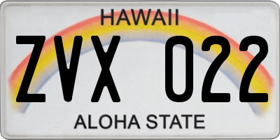 HI license plate ZVX022