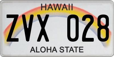 HI license plate ZVX028