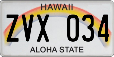 HI license plate ZVX034