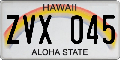 HI license plate ZVX045
