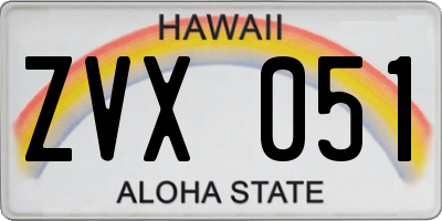HI license plate ZVX051