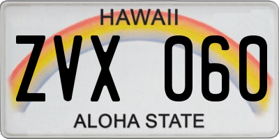 HI license plate ZVX060