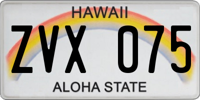 HI license plate ZVX075