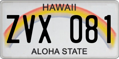HI license plate ZVX081