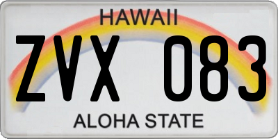 HI license plate ZVX083