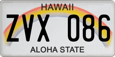 HI license plate ZVX086