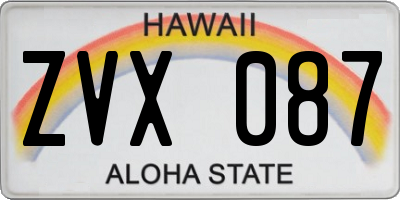 HI license plate ZVX087