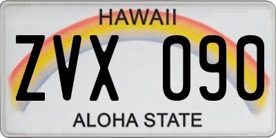 HI license plate ZVX090