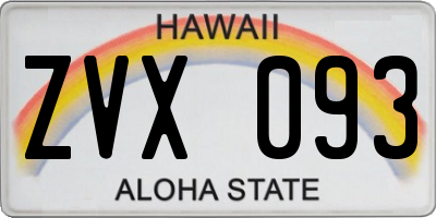 HI license plate ZVX093