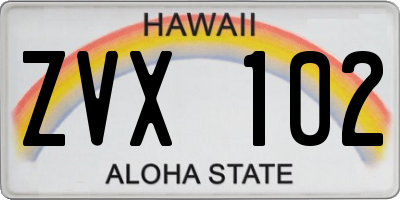 HI license plate ZVX102