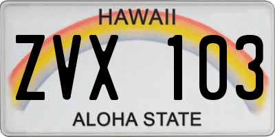 HI license plate ZVX103