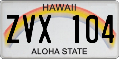 HI license plate ZVX104