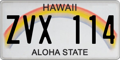 HI license plate ZVX114