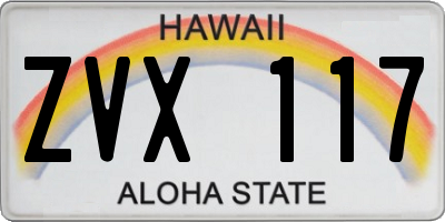HI license plate ZVX117