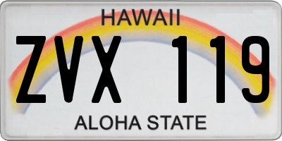 HI license plate ZVX119