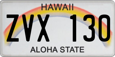 HI license plate ZVX130