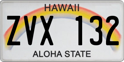 HI license plate ZVX132