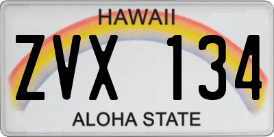 HI license plate ZVX134