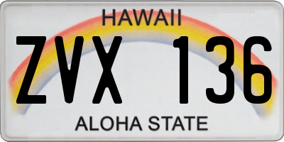 HI license plate ZVX136