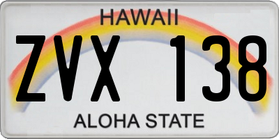 HI license plate ZVX138