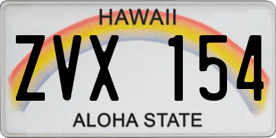 HI license plate ZVX154