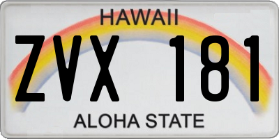 HI license plate ZVX181