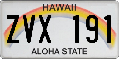 HI license plate ZVX191