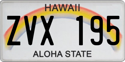 HI license plate ZVX195