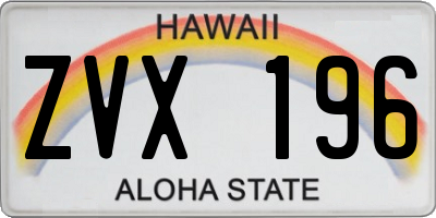 HI license plate ZVX196